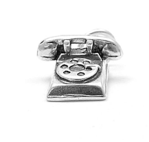 Retro Rotary Telephone Charm. Sterling Silver