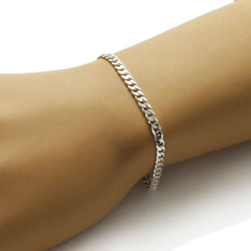 Sophisticated Sterling Silver Cuban Link Chain Bracelet - 7 Inch