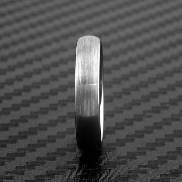 Classic Brushed Finish Silver Low Dome Tungsten Band Ring. Available in 4mm, 6mm, and 8mm Widths. Couple Ring.