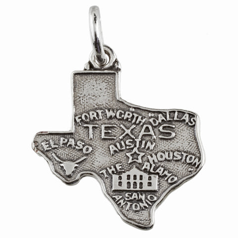 Texas State Charm in Sterling Silver