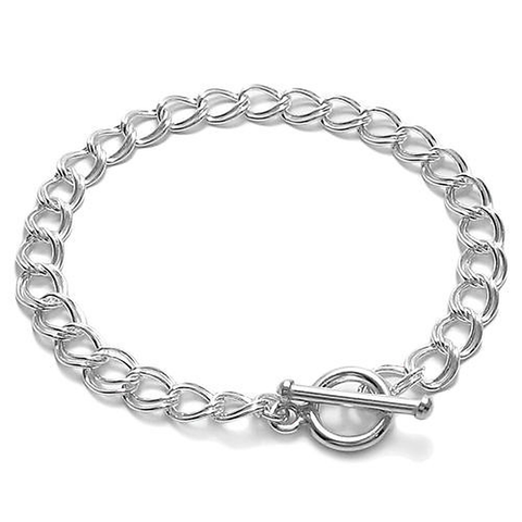 Lovely Sterling Silver Charm Bracelet with Toggle Lock. Available in 2 Sizes.