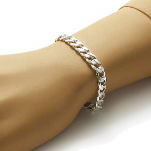 Charming Sterling Silver Cuban Link Chain Bracelet - 8 Inch