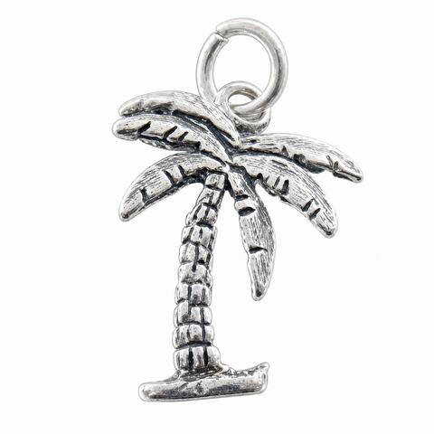 Tropical Palm Tree Charm in Sterling Silver