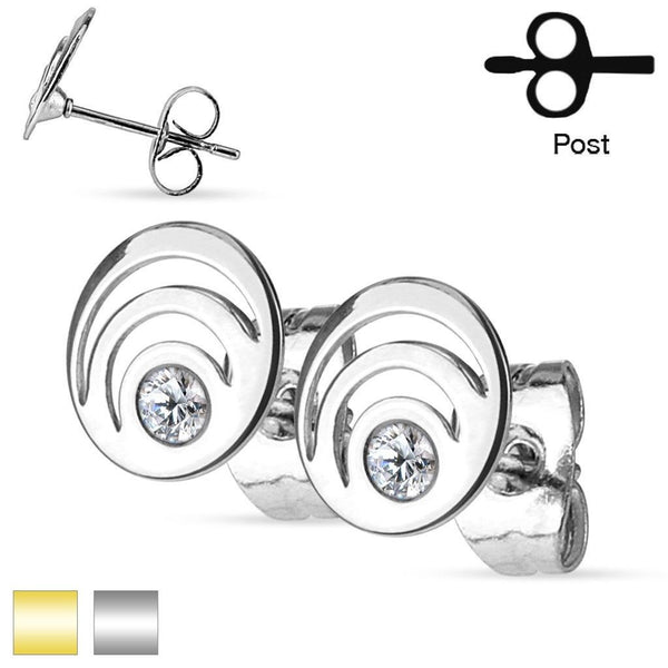 Stylish 0.08 Carat CZ Loop Post Stud Earring | Wholesale 316L Stainless Steel Jewelry | Main