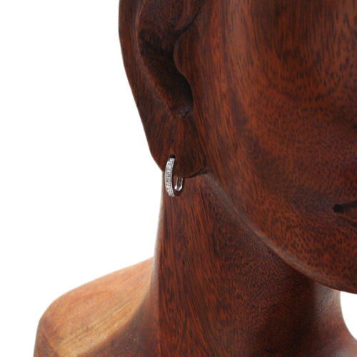 Flawless 0.32 Carat CZs Hoop Huggie Earrings | Wholesale Sterling Silver Jewelry | Alternate