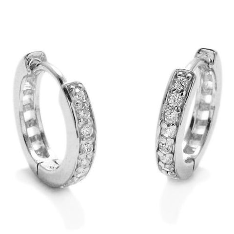 Flawless 0.32 Carat CZs Hoop Huggie Earrings | Wholesale Sterling Silver Jewelry | Main
