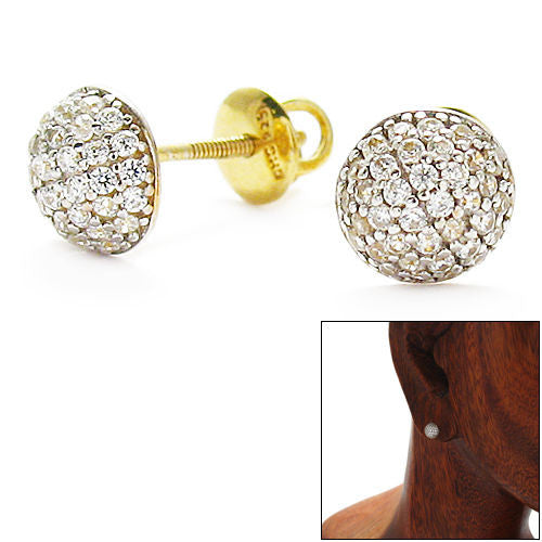 Beautiful 0.38 Carat Multi-CZ Round Stud Earrings Gold | Wholesale Sterling Silver Jewelry | Alternate