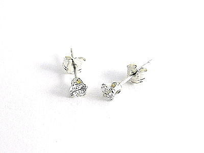 Sleek 0.40 Carat Round CZ Post Stud Earrings in 3mm | Wholesale Sterling Silver Jewelry | Alternate