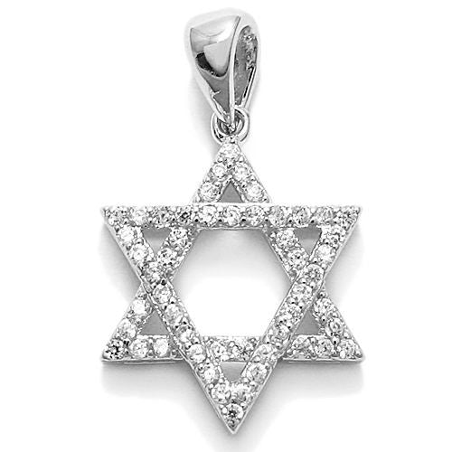 Stunning 0.49 Carat Multi-CZ Jewish Star of David Pendant | Wholesale 925 Sterling Silver Pendant - Jewelry | Alternate