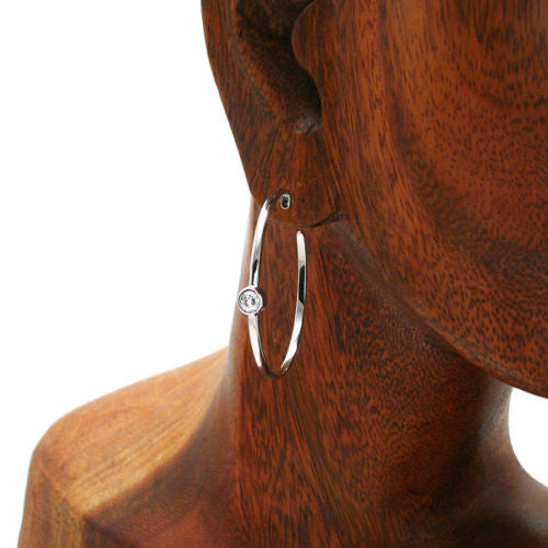 Polished 0.50 Carat CZ Large Round Hoop Earrings | Wholesale Sterling Silver Jewelry | Alternate