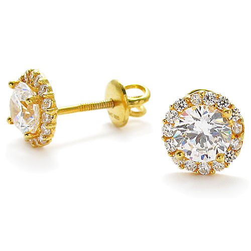 0.50 Carat Round Cut CZ with Accents Stud Earrings Gold | Wholesale Sterling Silver Jewelry | Alternate
