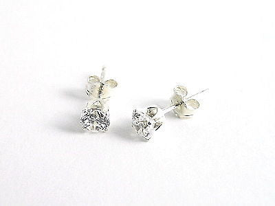 Classic 0.50 Carat Round CZ Post Stud Earrings in 4mm | Wholesale Sterling Silver Jewelry | Alternate