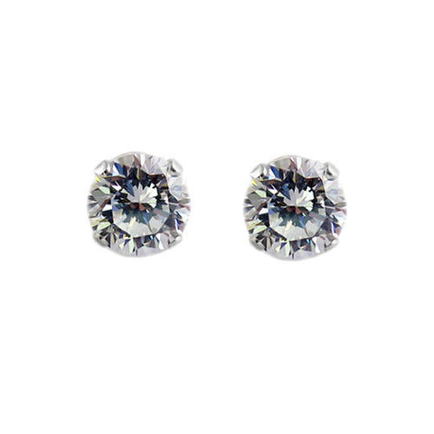 Classic 0.50 Carat Round CZ Post Stud Earrings in 4mm | Wholesale Sterling Silver Jewelry | Main