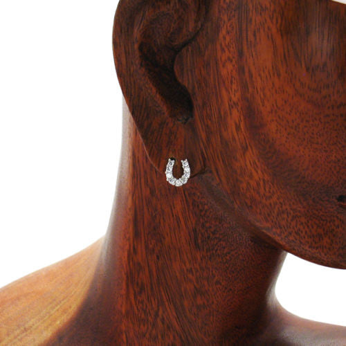 Beautiful 0.54 Carat Multi-CZ Horseshoe Post Earrings | Wholesale Sterling Silver Jewelry | Alternate
