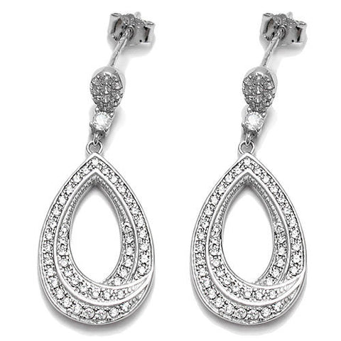 0.58 Carat Multi CZ Cutout Tear Drop Earrings | Wholesale Sterling Silver Jewelry | Main