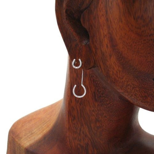 Pretty 0.74 Carat CZ Horseshoe Earrings | Wholesale Sterling Silver Jewelry | Alternate