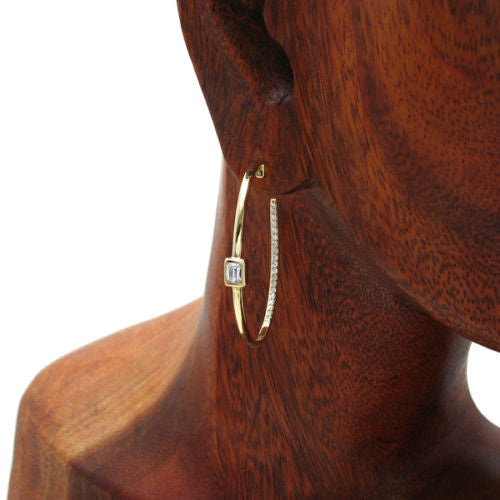 Sterling Silver 0.80 Carat CZ In-Out Round Hoop Earrings