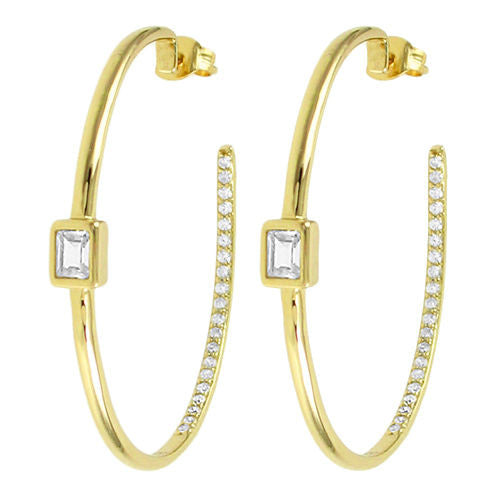 Sterling Silver 0.80 Carat CZ In-Out Round Hoop Earrings