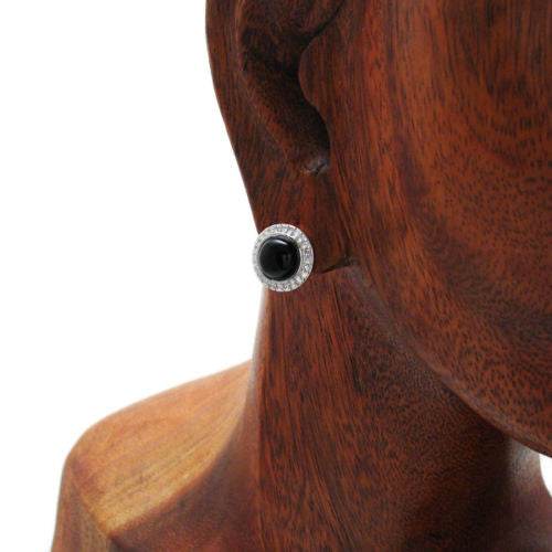 Stunning 0.88 Carat CZ Black Onyx Earrings | Wholesale Sterling Silver Jewelry | Alternate