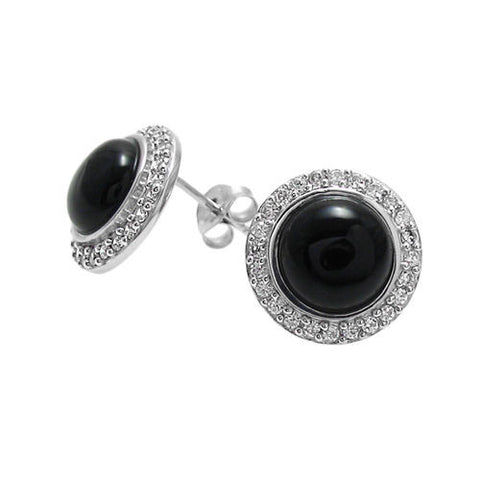 Stunning 0.88 Carat CZ Black Onyx Earrings | Wholesale Sterling Silver Jewelry | Main