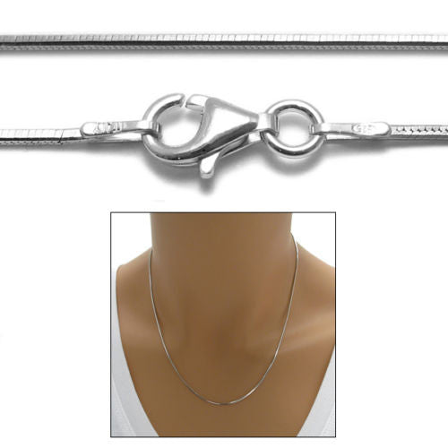 Sterling Silver Rhodium Finish Diamond Cut Snake Chain Necklace 1.0mm (Gauge 025). Available in 4 Lengths.