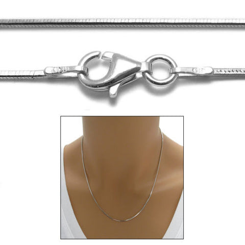 Sterling Silver Rhodium Finish Diamond Cut Snake Chain Necklace 1.0mm (Gauge 025). Available in 4 Lengths.