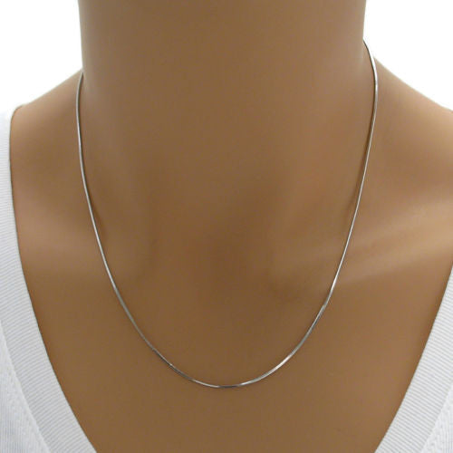 Sterling Silver Rhodium Finish Diamond Cut Snake Chain Necklace 1.0mm (Gauge 025). Available in 4 Lengths.
