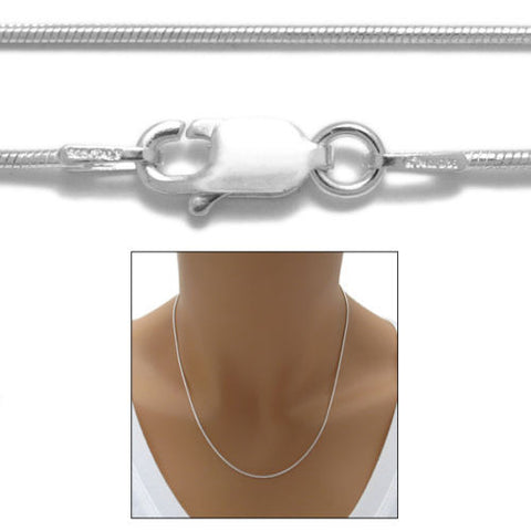 Sterling Silver Snake Chain Necklace 1.0mm (Gauge 025). Available in 7 Lengths.