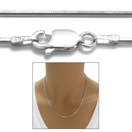 Sterling Silver Rhodium Finish Diamond Cut Snake Chain Necklace 1.25mm (Gauge 030). Available in 4 Lengths.