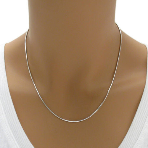 Sterling Silver Rhodium Finish Diamond Cut Snake Chain Necklace 1.25mm (Gauge 030). Available in 4 Lengths.