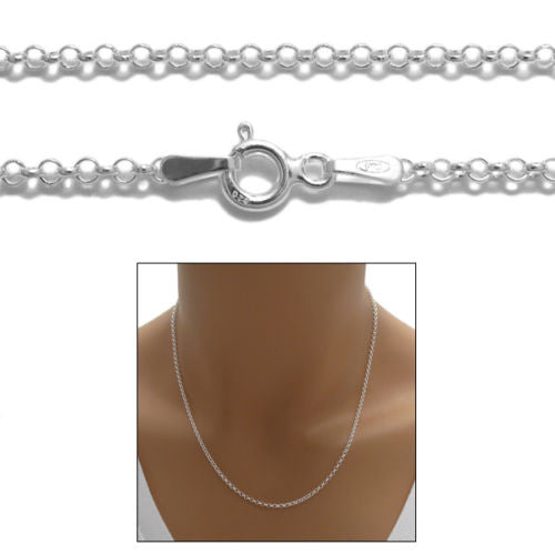 Sterling Silver Adjustable Rolo Chain Necklace in 1mm Width.