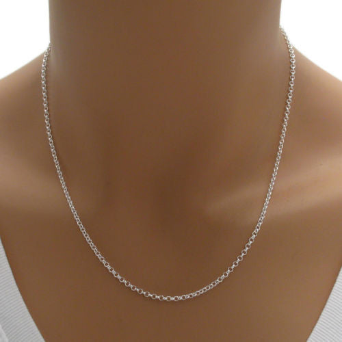 Sterling Silver Adjustable Rolo Chain Necklace in 1mm Width.
