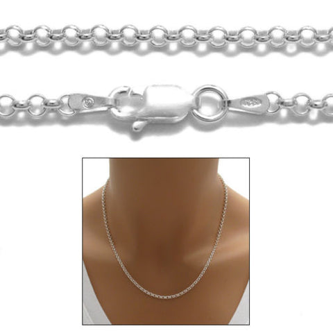 Sterling Silver Rolo Chain Necklace 2.0mm (Gauge 040). Available in 3 Lengths.