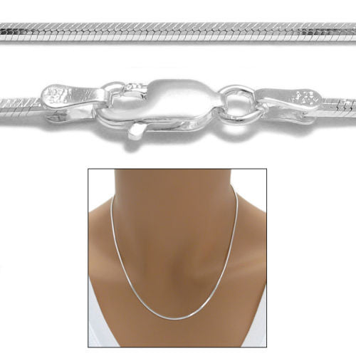 Sterling Silver Diamond Cut Snake Chain Necklace 1.5mm (Gauge 040). Available in 5 Lengths.