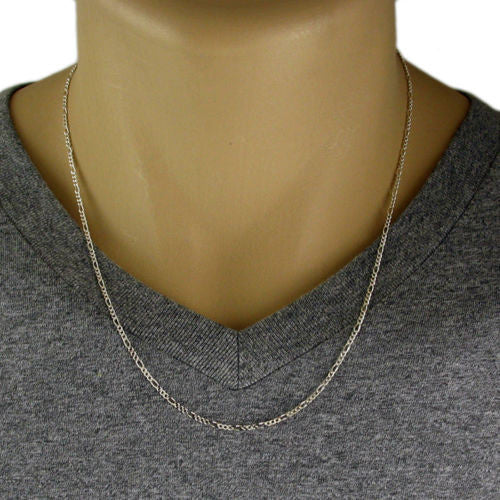 Sterling Silver Figaro Chain Necklace 2mm (Gauge 050). Available in 5 Lengths.
