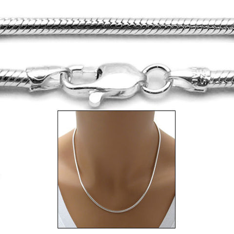 Sterling Silver Snake Chain Necklace 2.5mm (Gauge 060). Available in 6 Lengths.