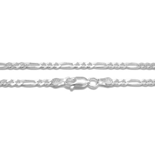 Sterling Silver Figaro Chain Necklace 3mm (Gauge 080). Available in 5 Lengths.