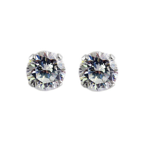 Beautiful 1.0 Carat Round CZ Post Stud Earrings in 5mm | Wholesale Sterling Silver Jewelry | Main