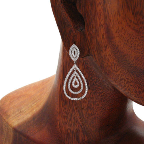 1.15 Carat Multi CZ Tear Drop Earrings | Wholesale Sterling Silver Jewelry | Alternate