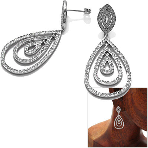1.15 Carat Multi CZ Tear Drop Earrings | Wholesale Sterling Silver Jewelry | Alternate