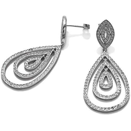 1.15 Carat Multi CZ Tear Drop Earrings | Wholesale Sterling Silver Jewelry | Main