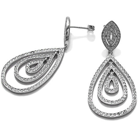 1.15 Carat Multi CZ Tear Drop Earrings | Wholesale Sterling Silver Jewelry | Main