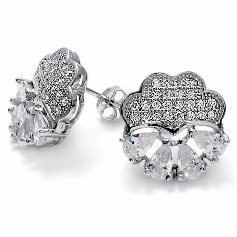 1.20 Carat Pear Cut CZs with Accents Post Earrings | Wholesale Sterling Silver Jewelry | Main