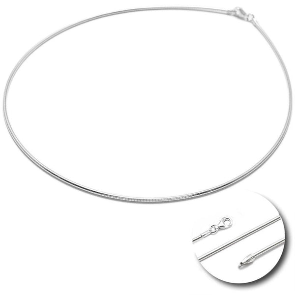 Sterling Silver Round Omega Chain Necklace 1.5mm. Available in 5 Lengths.