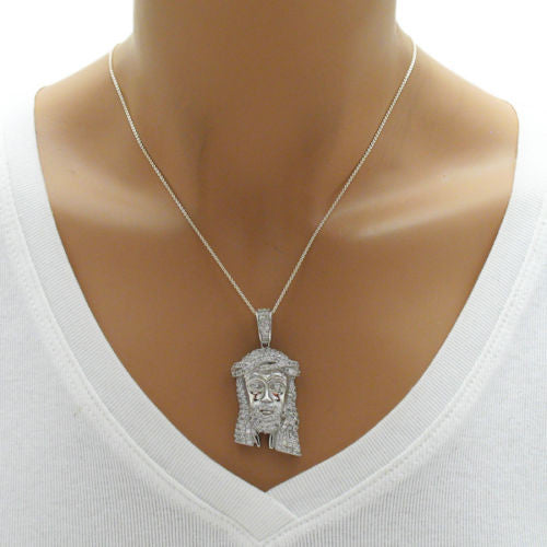Special 1.68Ct Multi-CZ Head of Jesus Christ Pendant | Wholesale 925 Sterling Silver Pendant - Jewelry | Alternate