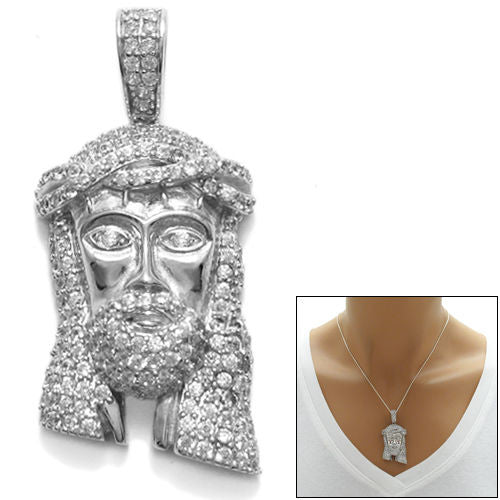 Special 1.68Ct Multi-CZ Head of Jesus Christ Pendant | Wholesale 925 Sterling Silver Pendant - Jewelry | Main