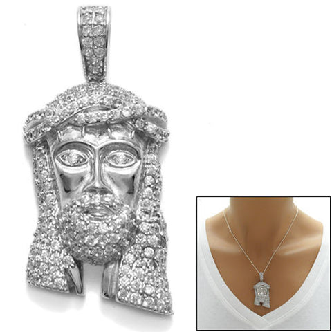 Special 1.68Ct Multi-CZ Head of Jesus Christ Pendant | Wholesale 925 Sterling Silver Pendant - Jewelry | Main