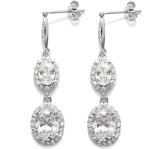 1.75 Carat Multi Oval Cut CZs with Accents Dangling Earrings | Wholesale Sterling Silver Jewelry | Main