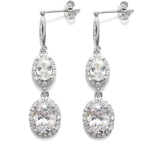 1.75 Carat Multi Oval Cut CZs with Accents Dangling Earrings | Wholesale Sterling Silver Jewelry | Main