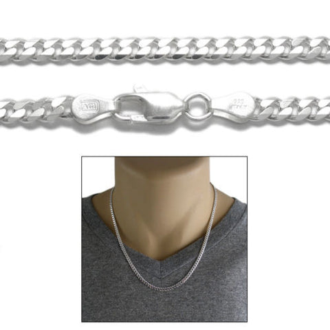 Sterling Silver Cuban Curb Chain Necklace 3.5mm (Gauge 100). Available in 5 Lengths.